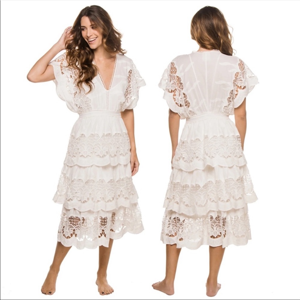 Farm Rio Richelier Embroidered Midi Dress - Picture 7 of 16